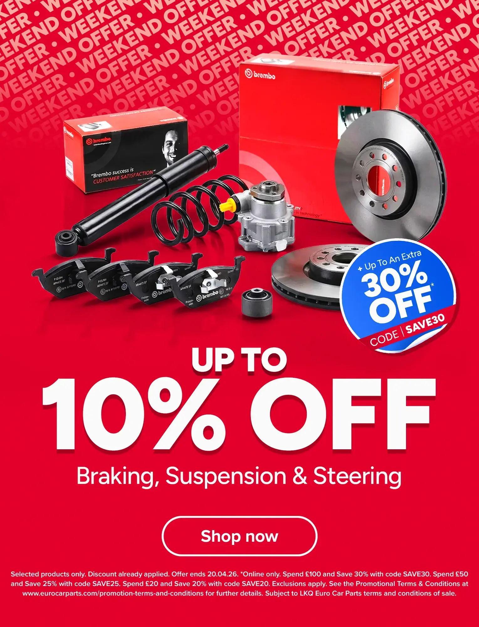 10% off Braking, Suspension & Steering