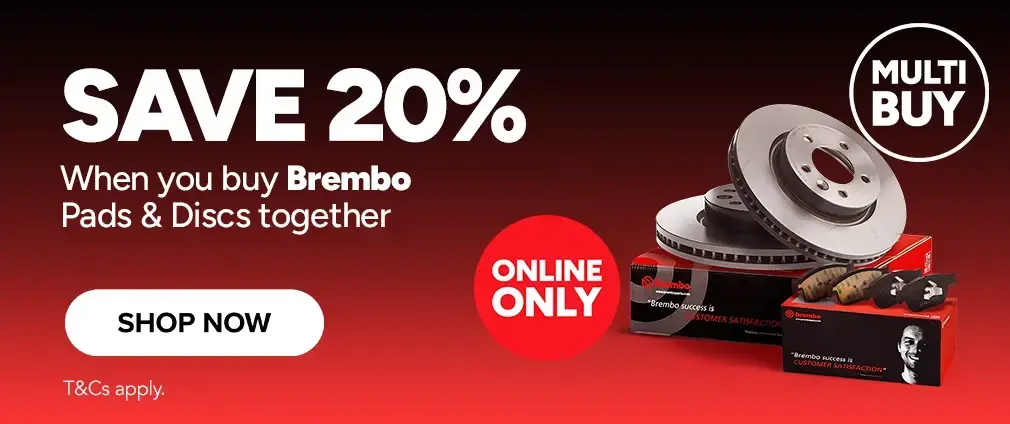 Save 20% on Brembo Discs and Pads when purchased together