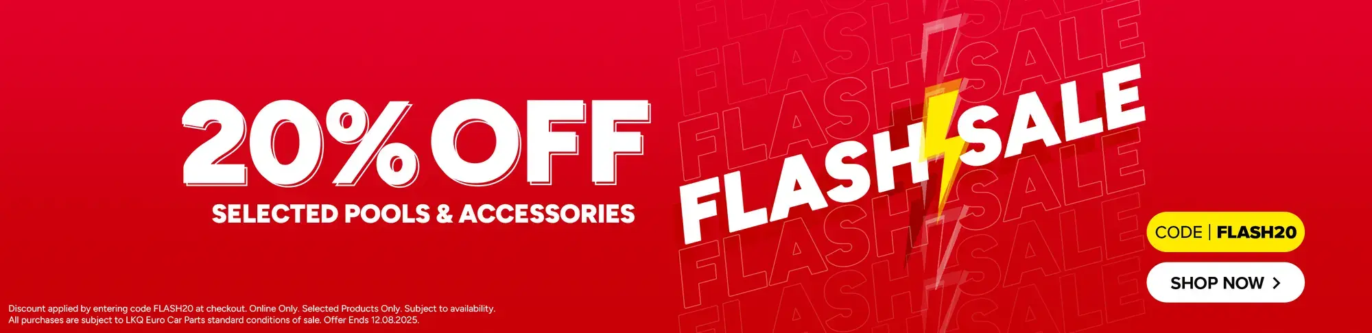 Flash Sale - Save 20% on selected pools with code FLASH20