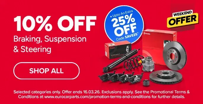 Extra 10% off Braking, Suspension and Steering