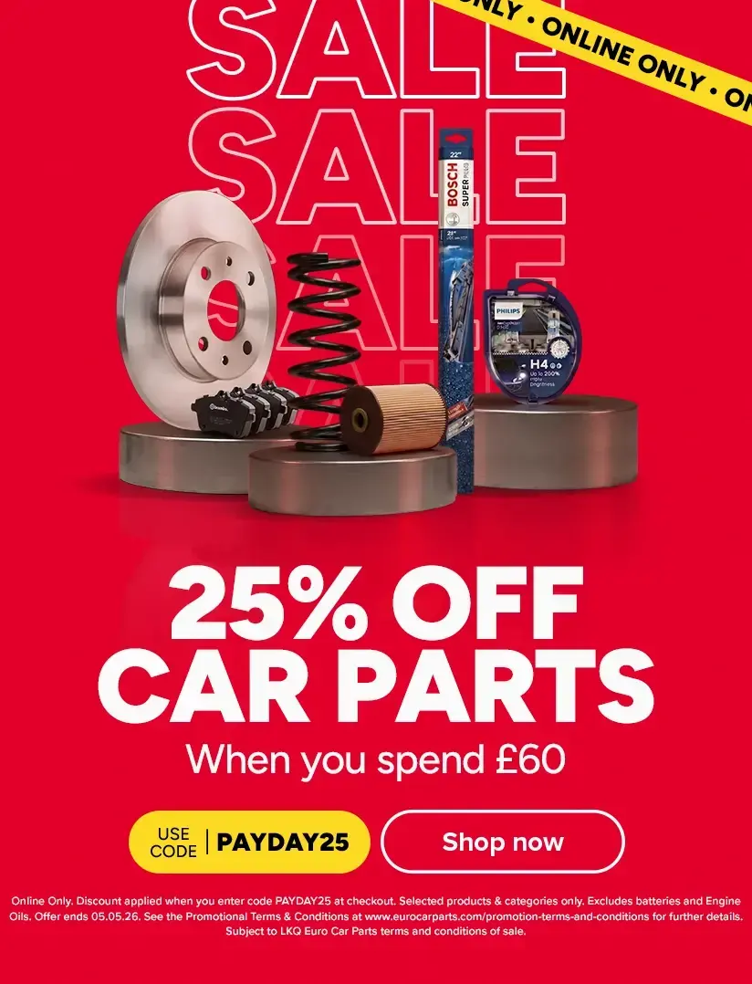 Save 25% on Car Parts with code PAYDAY25