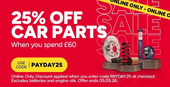 Save 25% on Car Parts with code PAYDAY25