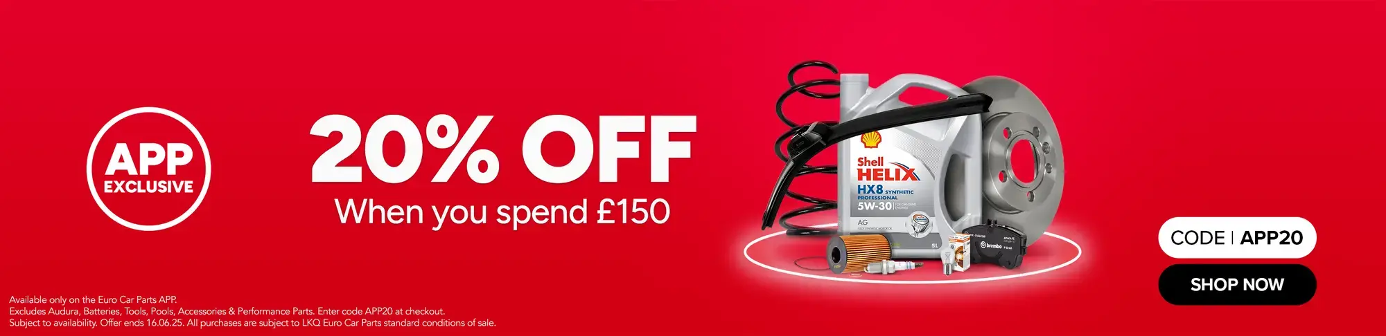 App Excluive - spend £150 save 20%