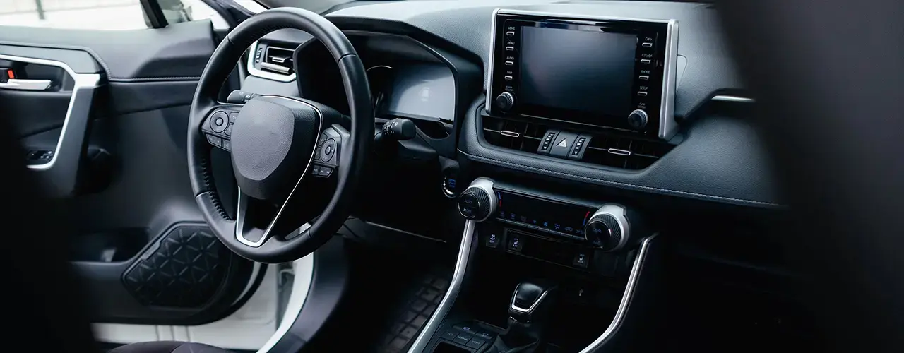 Black coloured slick interior car leather