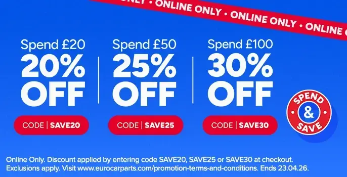 Spend & Save on Car Parts - Use SAVE30, SAVE25 or SAVE20