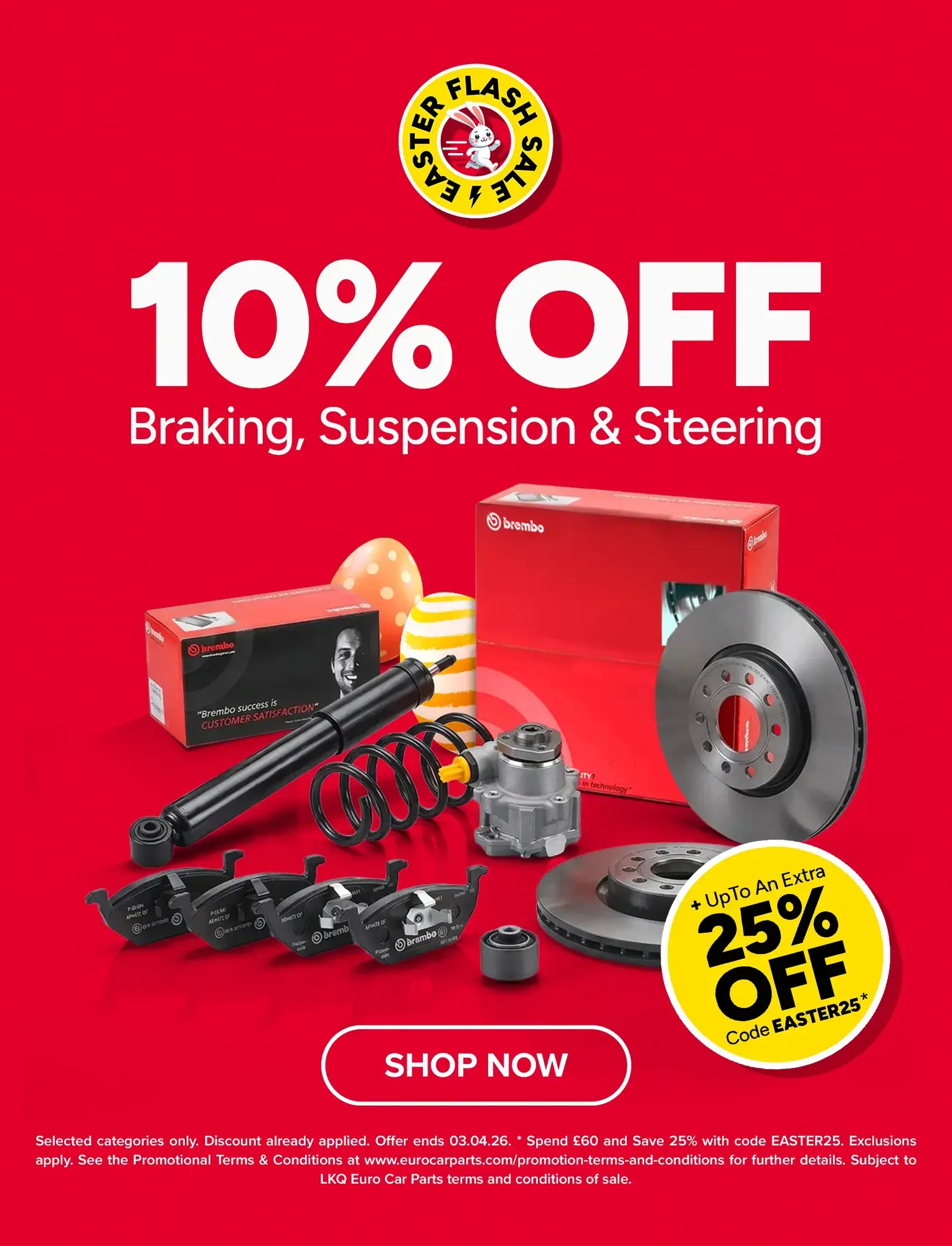 10% off Braking, Suspension & Steering