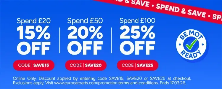 Spend & Save on Car Parts - Use SAVE25, SAVE20 or SAVE15