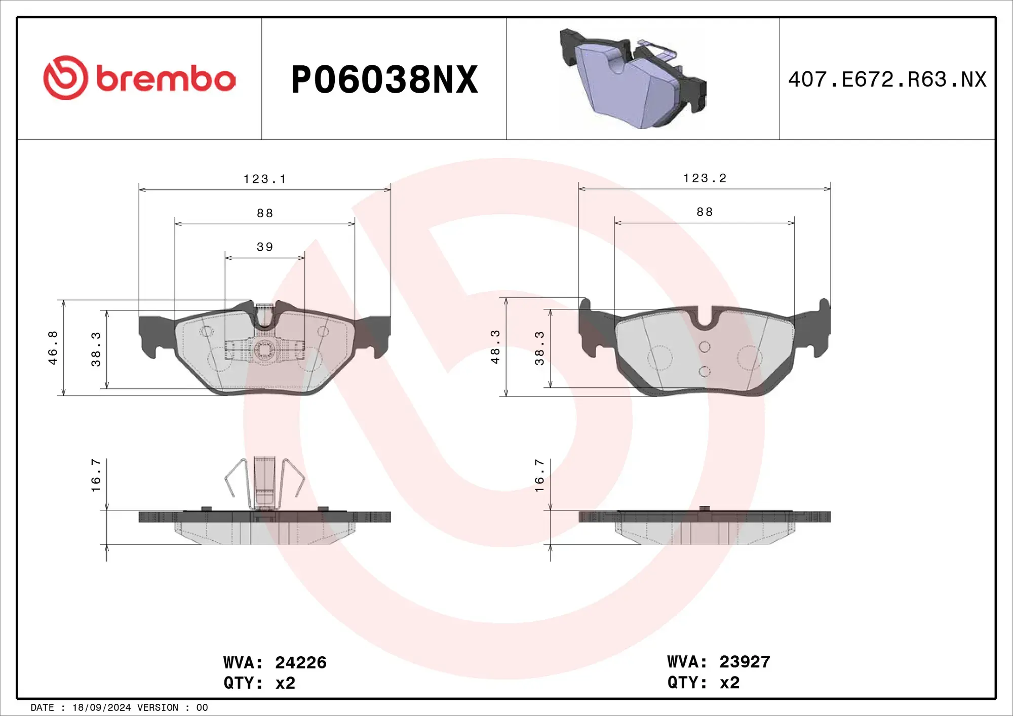 Brembo Xtra Ceramic Brake Pad