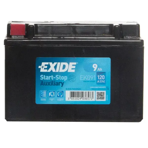 Exide EK091 AGM Stop/Start 9AH 120CCA Auxilary Battery - 1 Year Guarantee