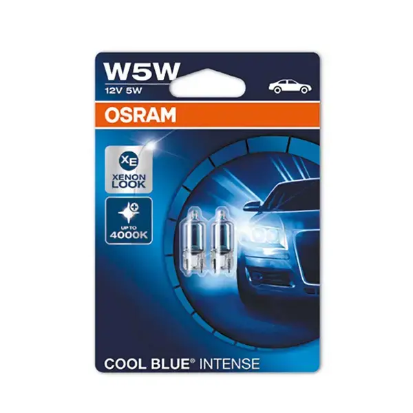 Osram Cool Blue Intense 501 Bulb 12V 5W T10 - Twin Pack