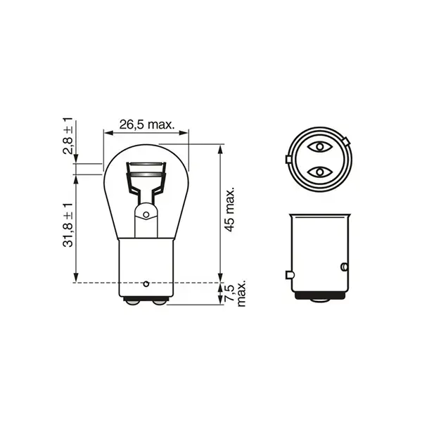 Bosch 566 12V P21W Twin Fillament Bulb - Single Bulb