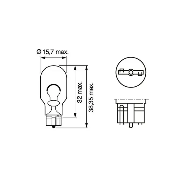 Bosch 955 12V 16W Capless Bulb - Single Bulb