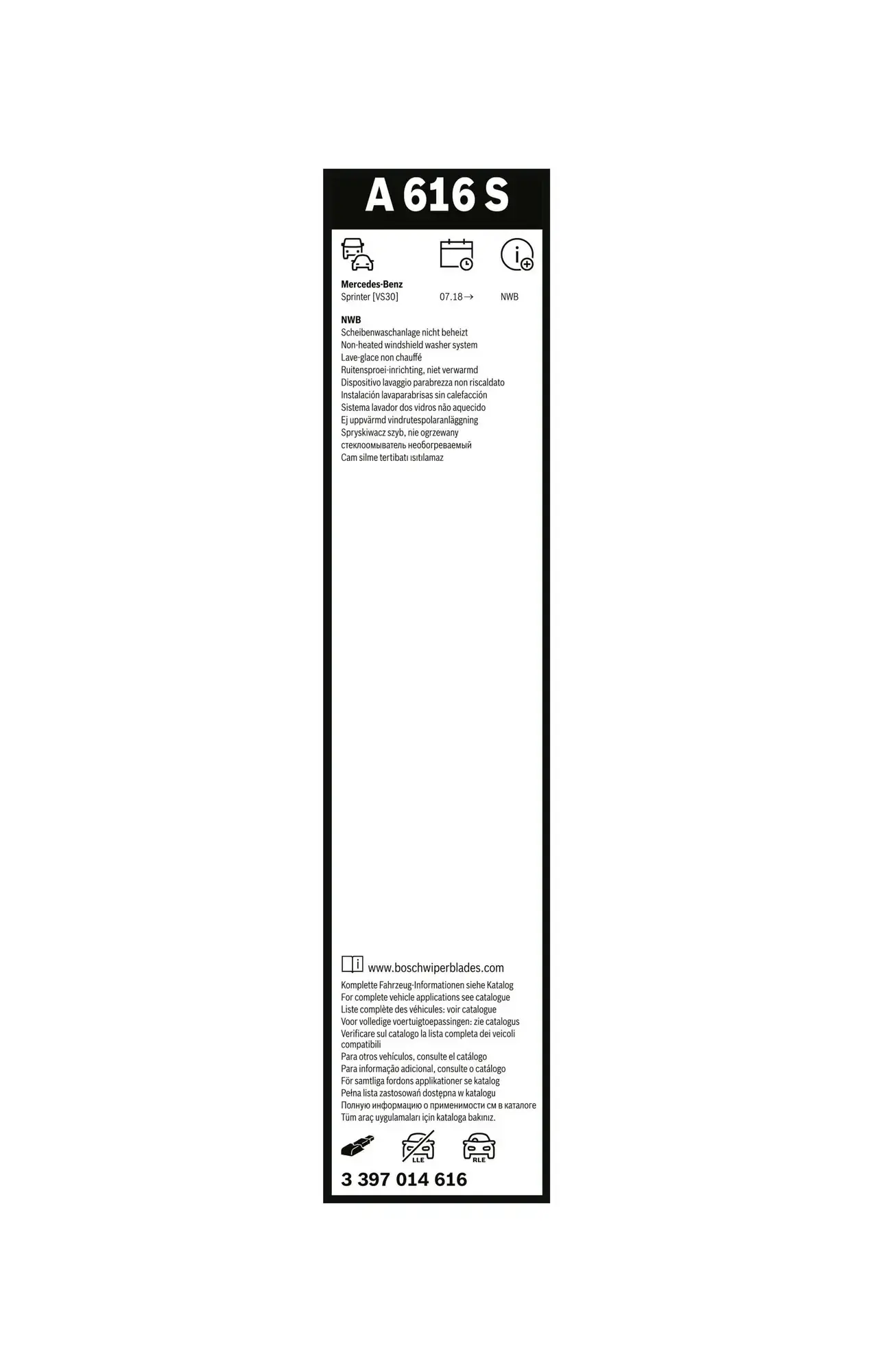Bosch AeroTwin Flat Wiper Blade Set A616S