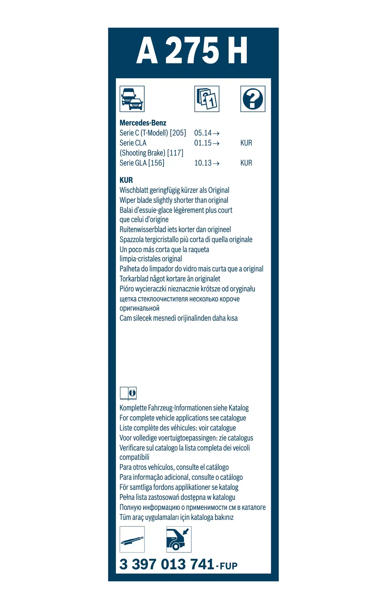 Bosch AeroTwin Flat Wiper Blade Rear A275H