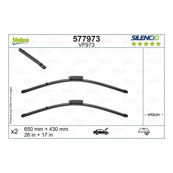 Valeo Silencio Flat Wiper Blade Set VF973