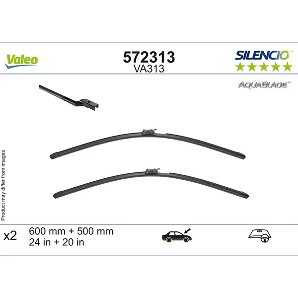 Valeo Silencio AquaBlade Flat Wiper Set VA313