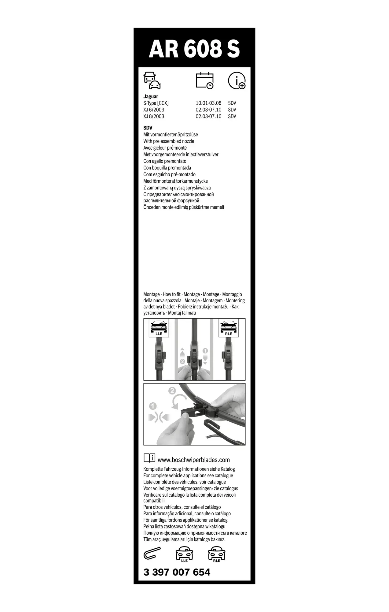 Bosch Aerotwin Retrofit Flat Wiper Blade Set AR608S