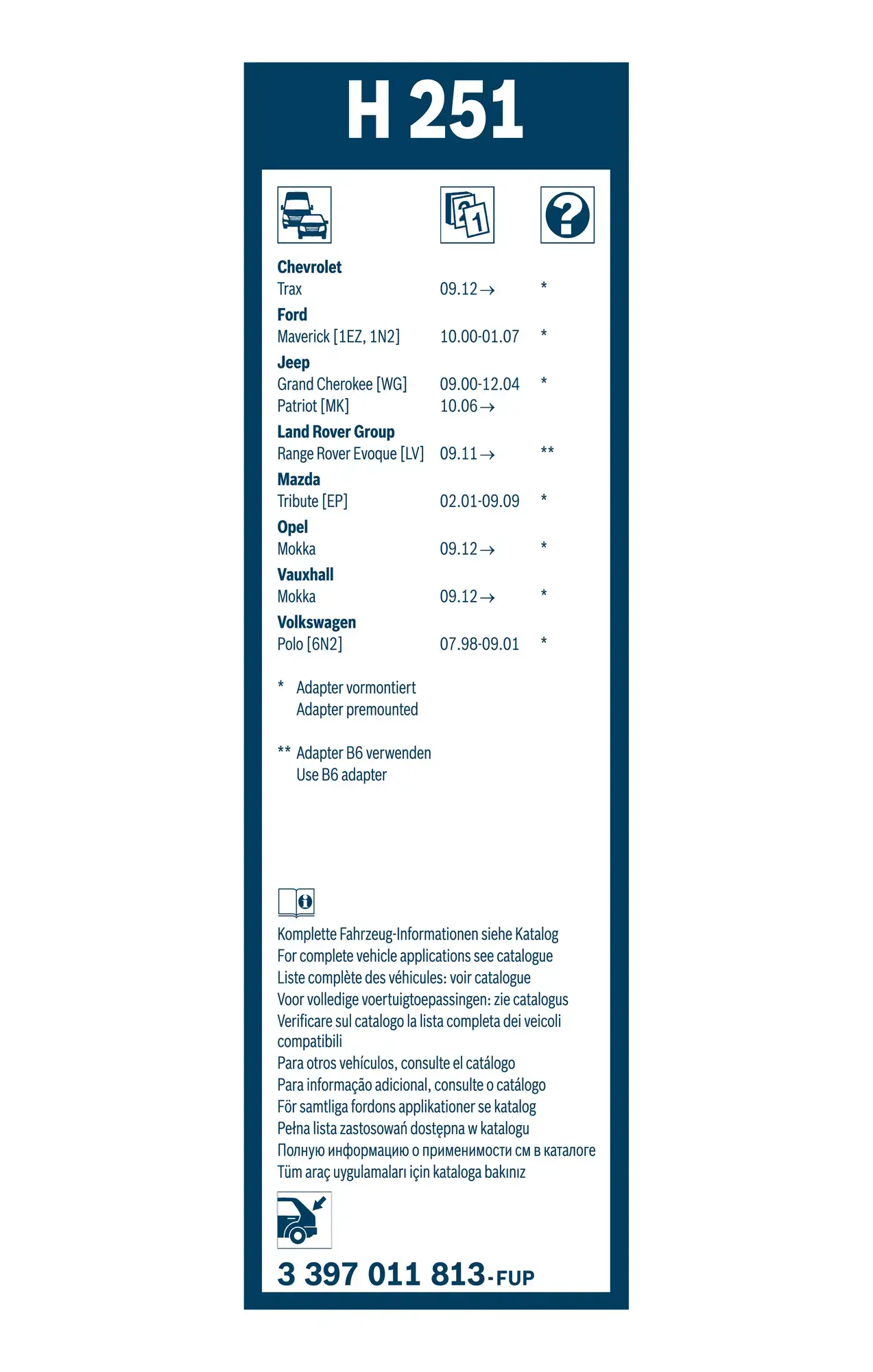 Bosch Super Plus Specific Rear Wiper Blade H251