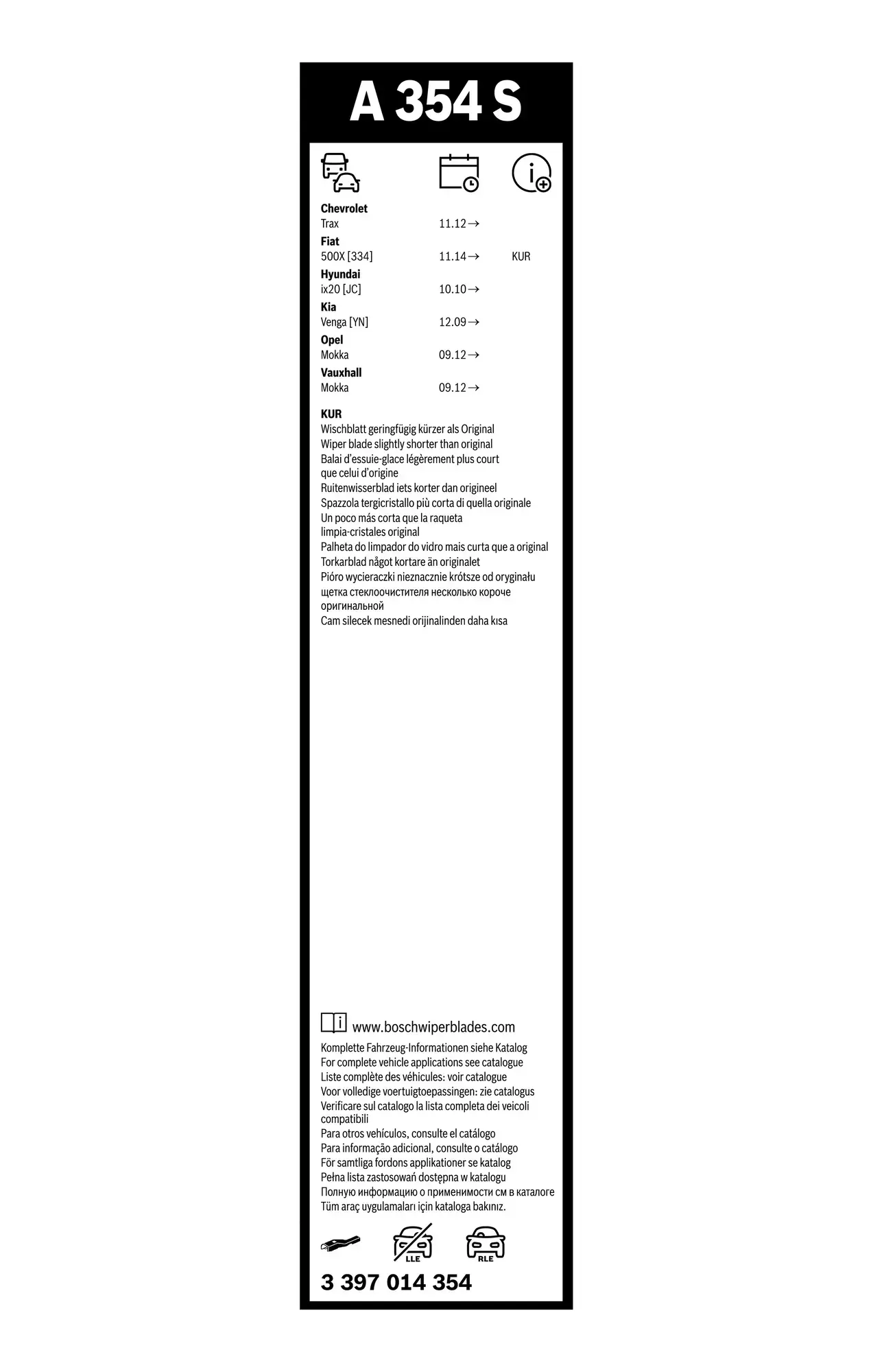 Bosch AeroTwin Flat Wiper Blade Set A354S