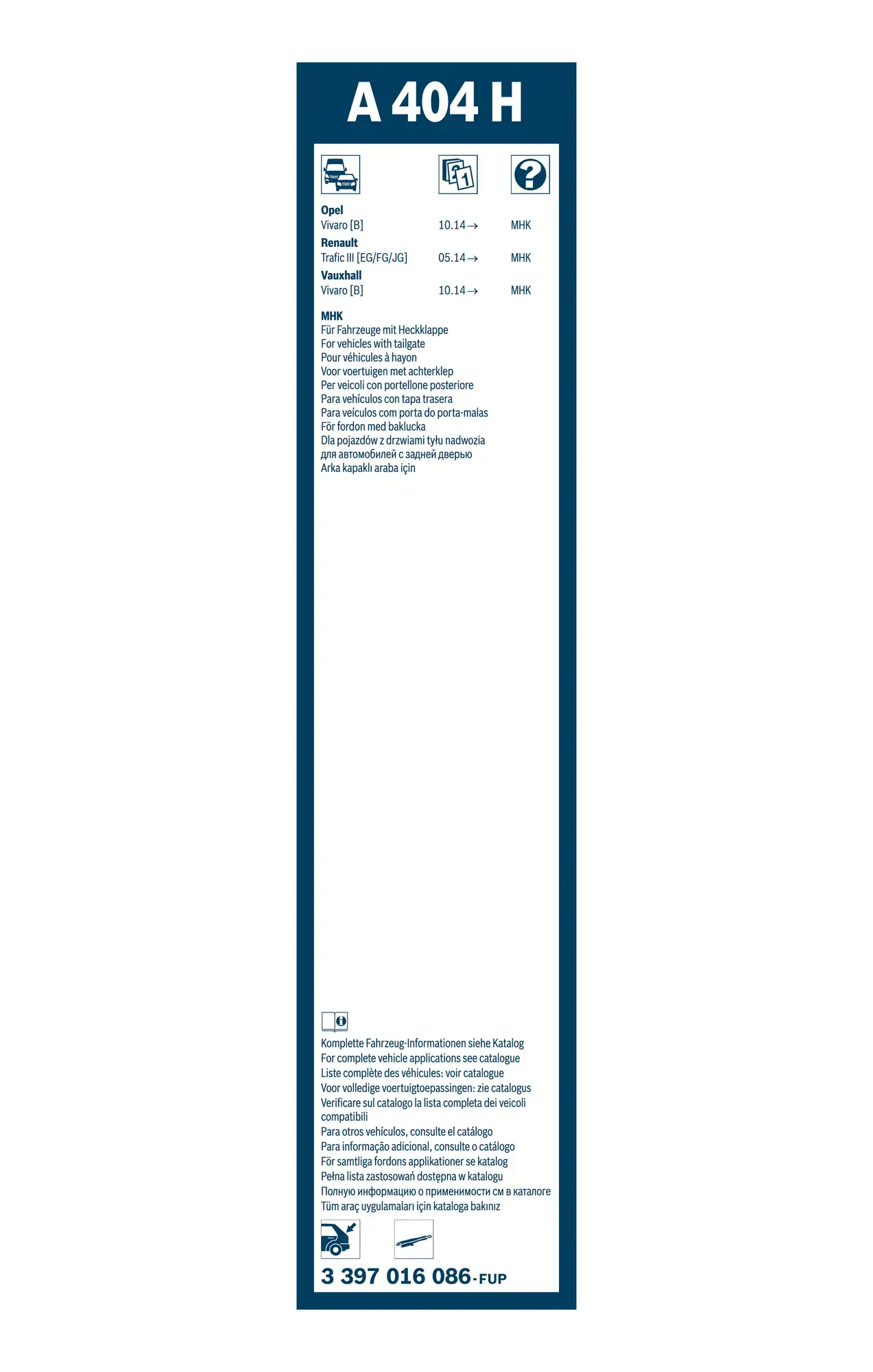 Bosch AeroTwin Flat Wiper Blade Rear A404H