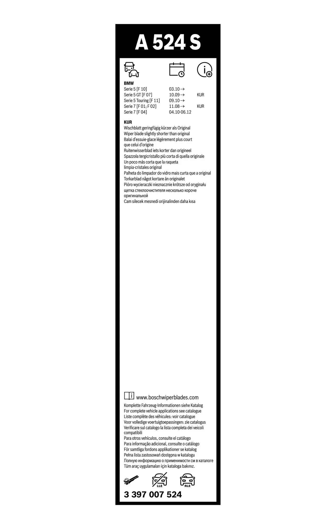 Bosch Aerotwin Flat Wiper Blade Set A524S