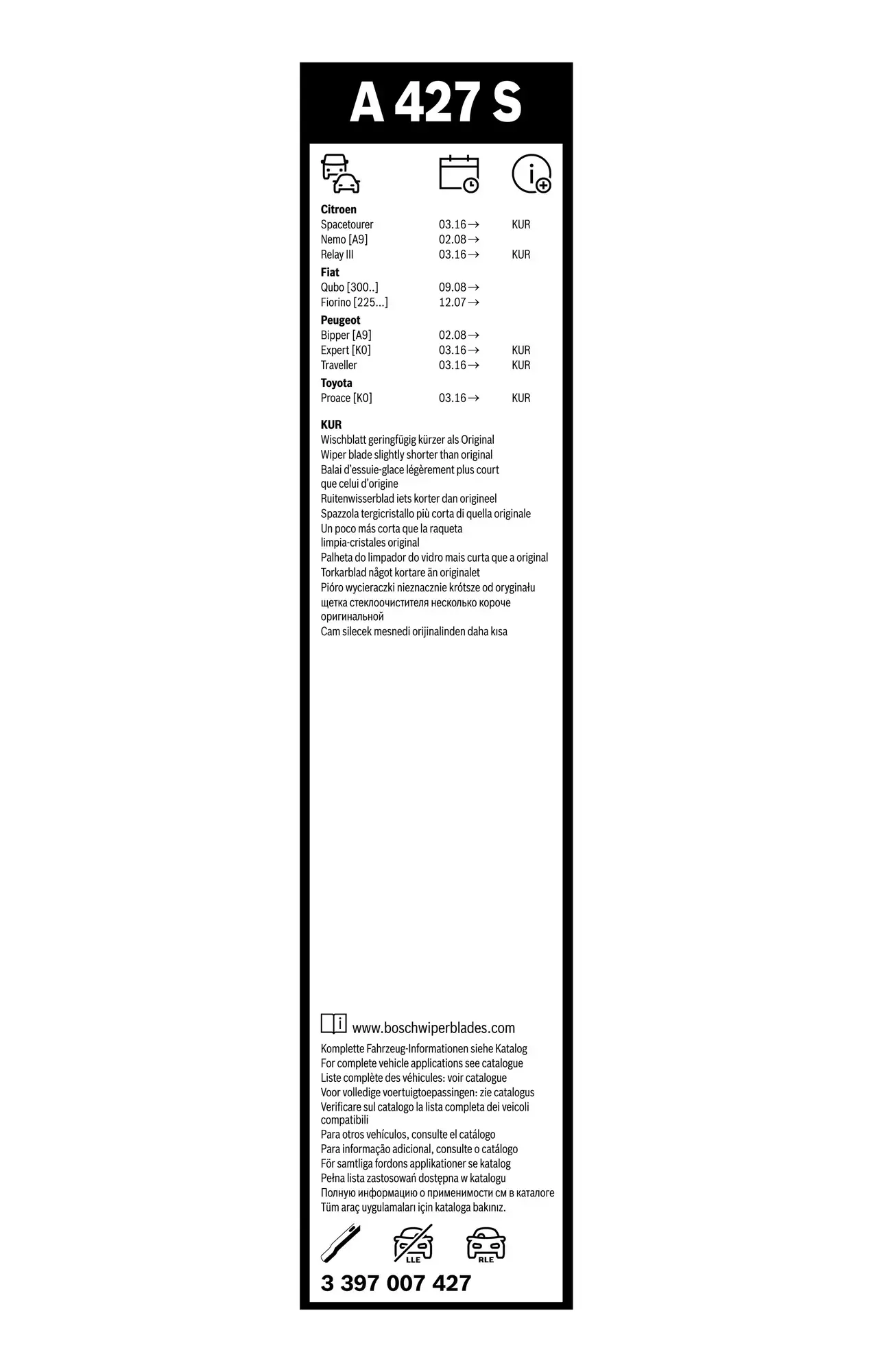 Bosch Aerotwin Flat Wiper Blade Set A427S