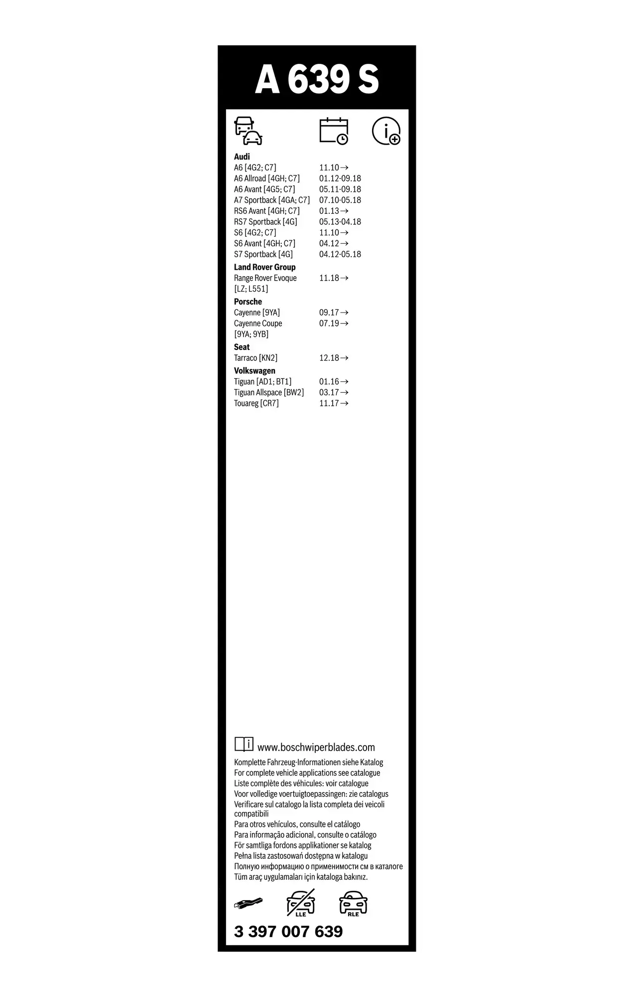 Bosch Aerotwin Flat Wiper Blade Set A639S