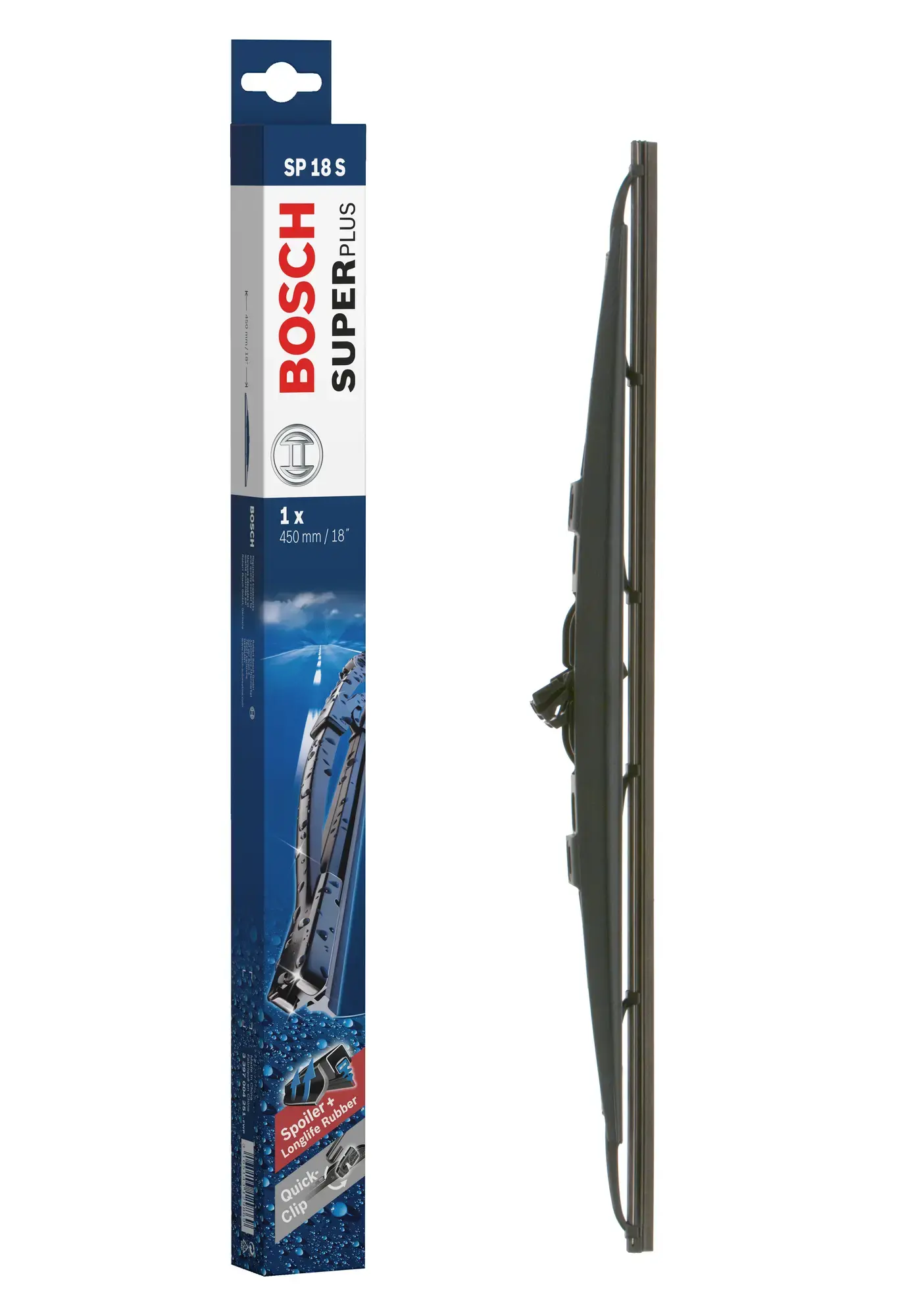 Bosch Super Plus Single Universal Wiper Blade With Spoiler SP18S