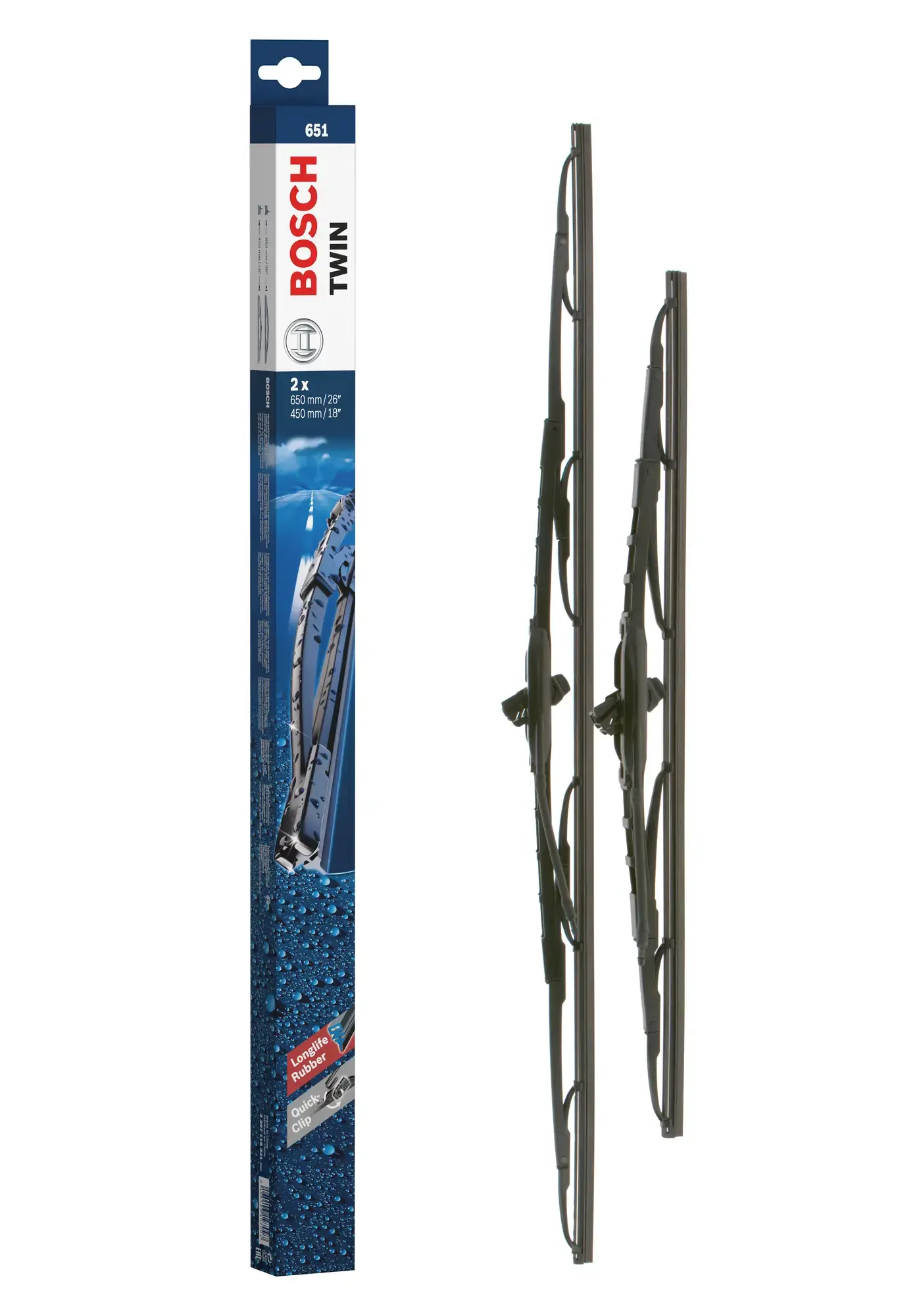Bosch Retrofit Flat Wiper Blade Set Ar652S With Spray Nozzle