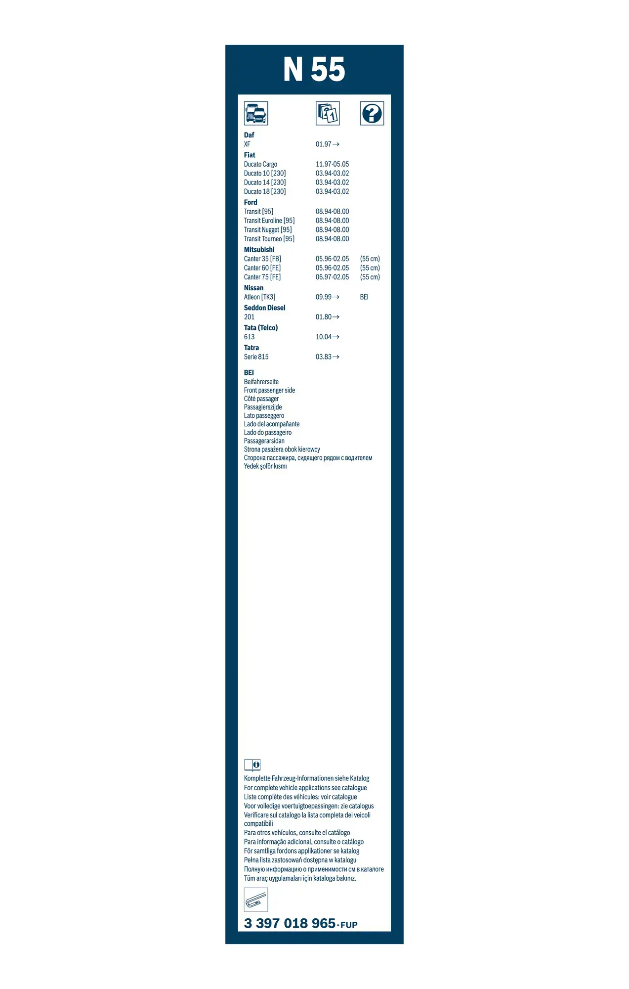 Bosch SUPER PLUS COMMERCIAL WIPER BLADE N55
