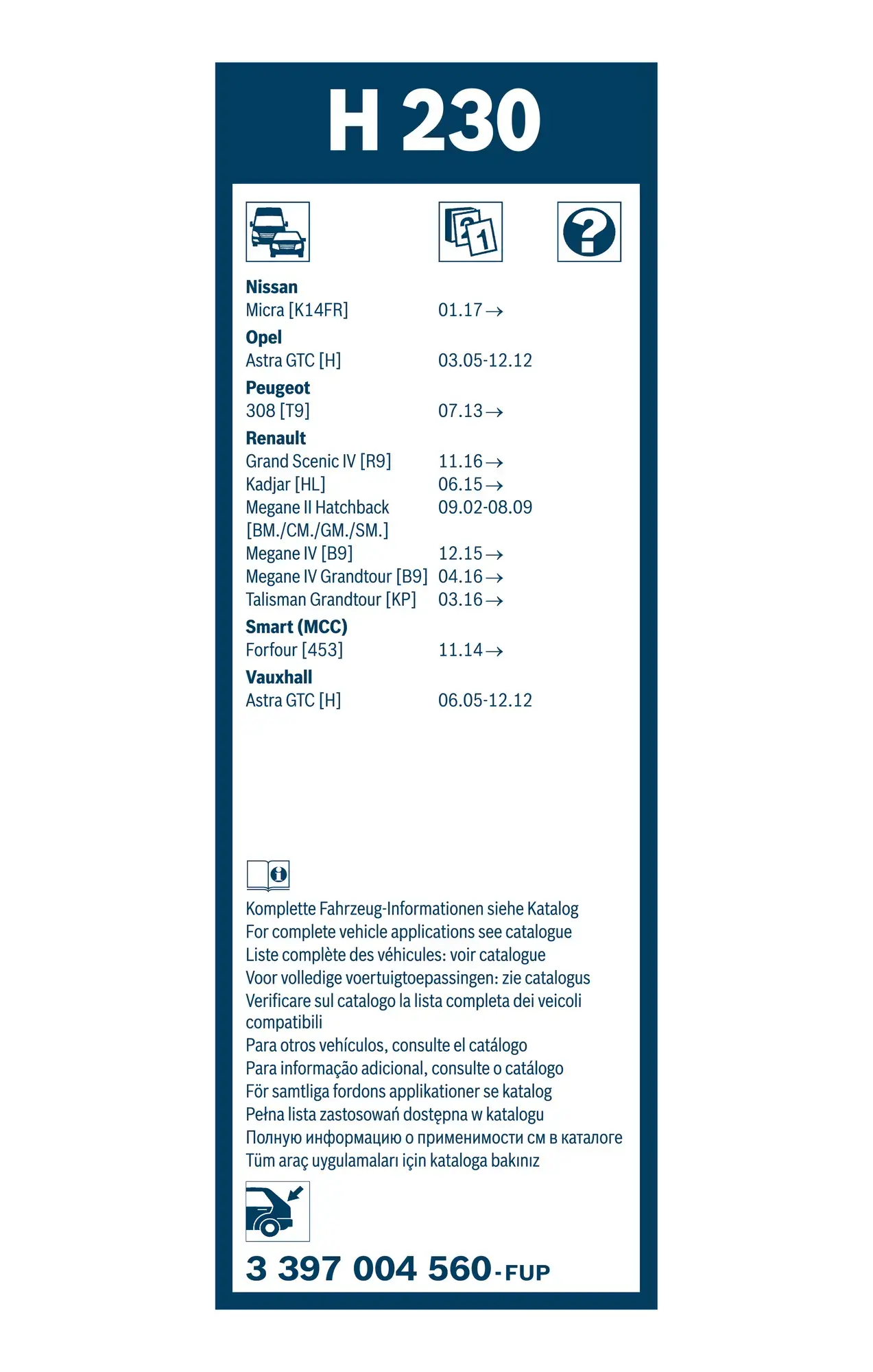 Bosch Super Plus Specific Rear Wiper Blade H230
