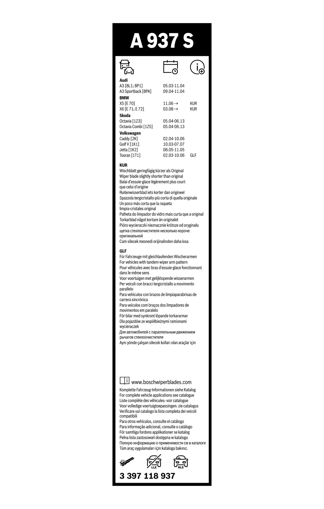 Bosch Aerotwin Flat Wiper Blade Set A937S