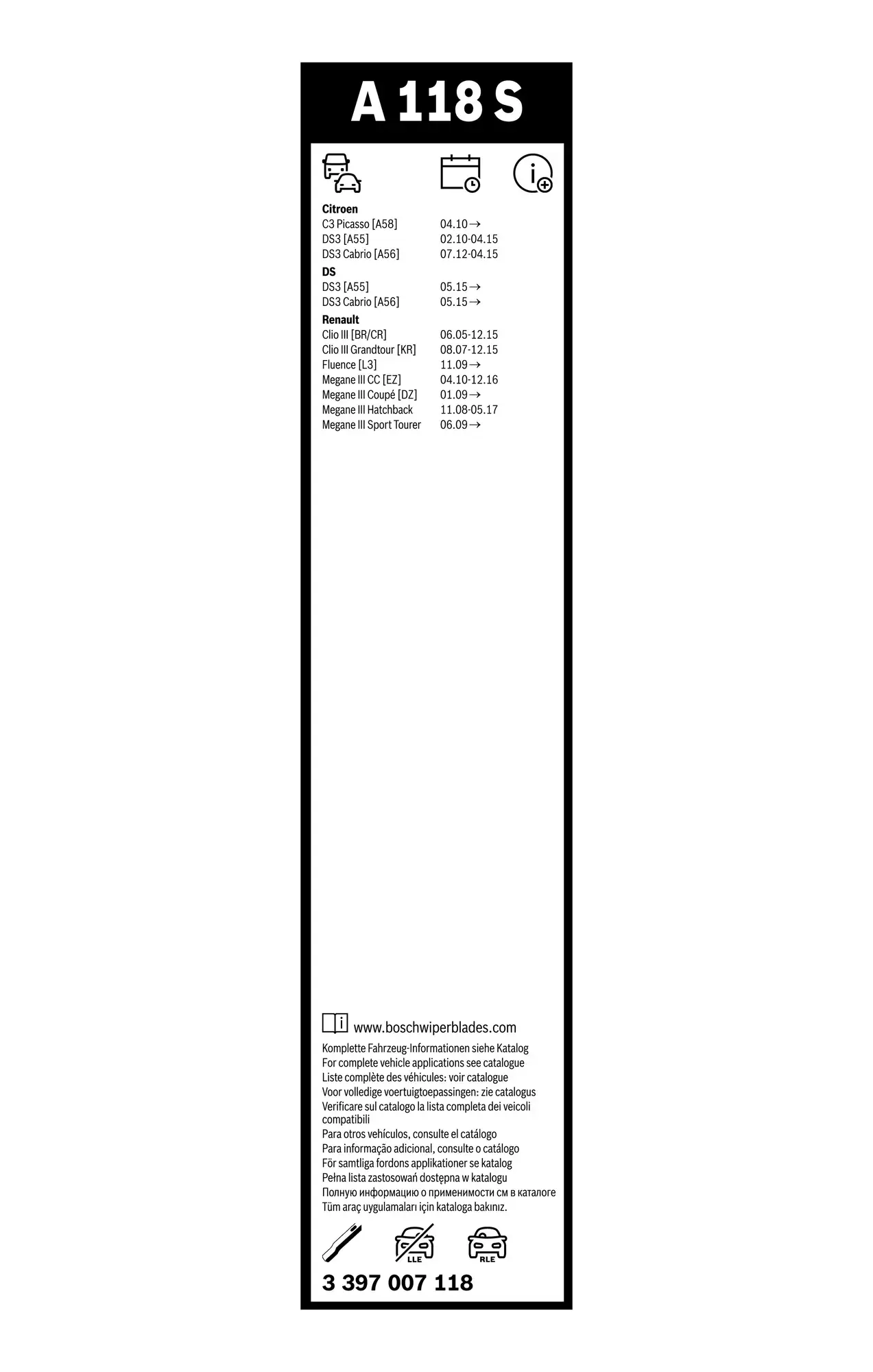 Bosch Aerotwin Flat Wiper Blade Set A118S