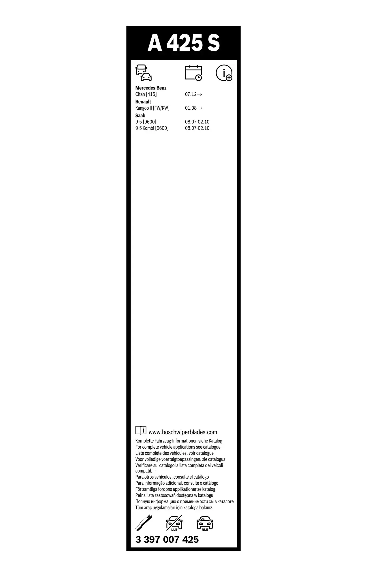 Bosch Aerotwin Flat Wiper Blade Set A425S