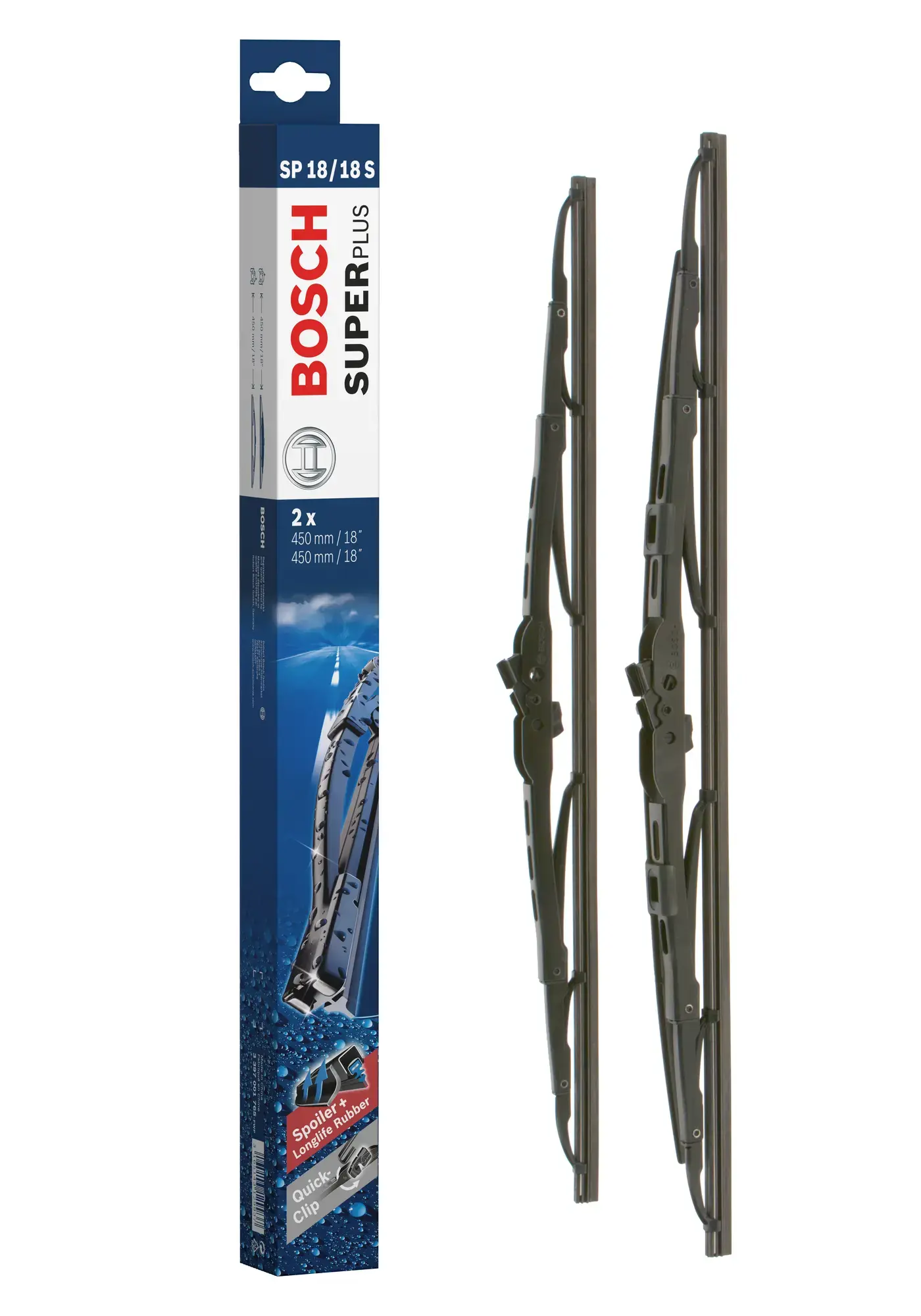 Bosch Super Plus Universal Wiper Blade Set With Spoiler SP18/18S