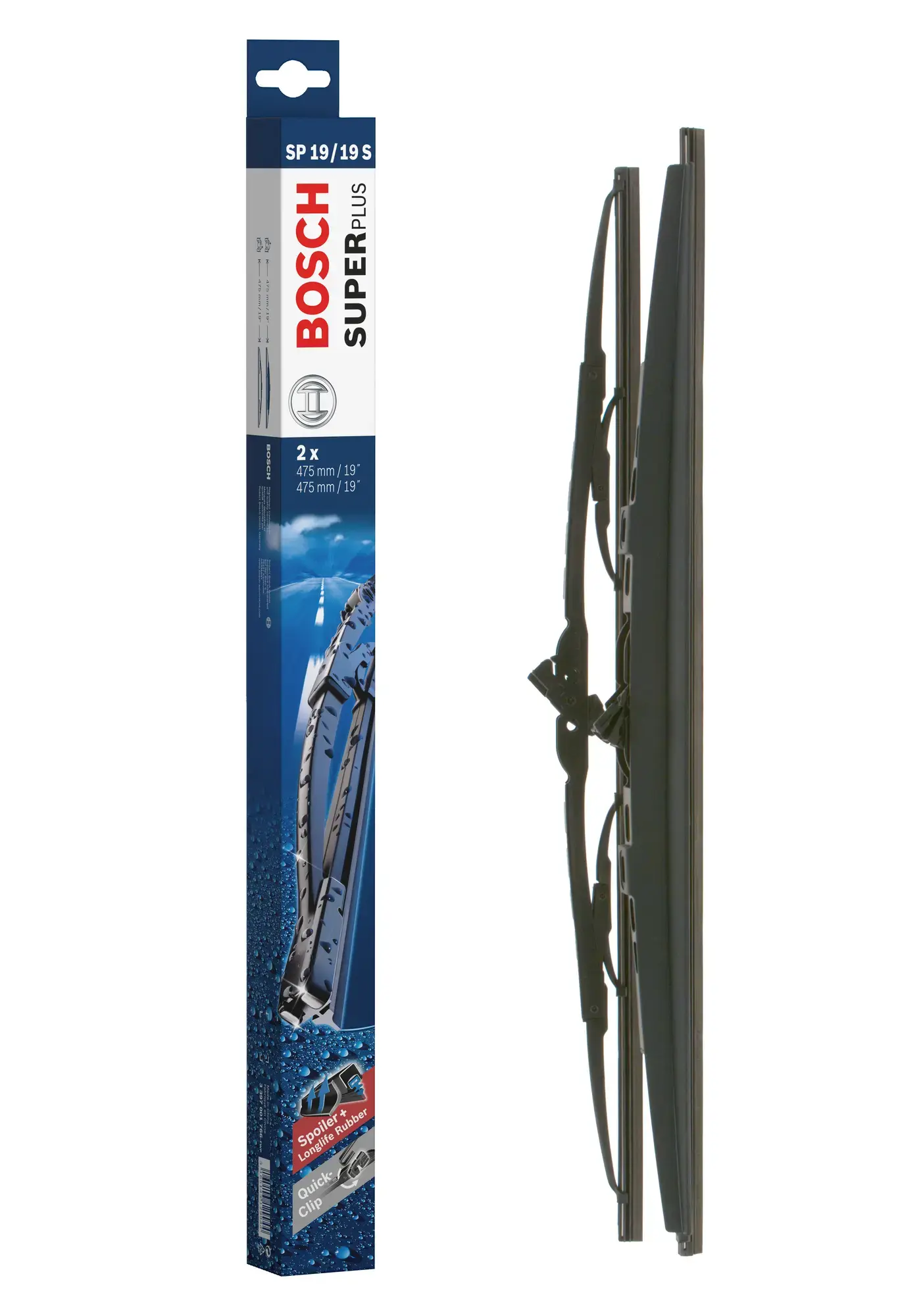 Bosch Super Plus Universal Wiper Blade Set With Spoiler SP19/19S