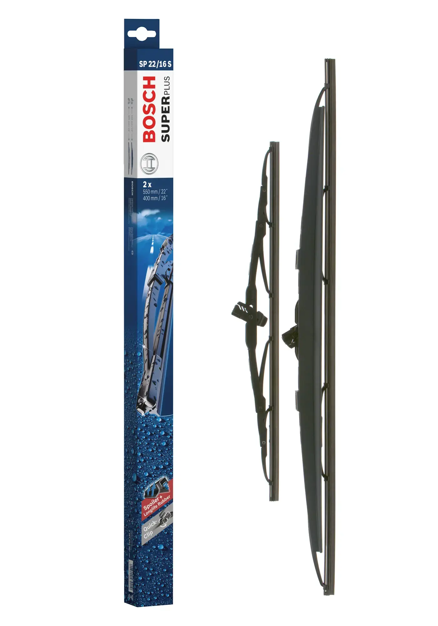Bosch Super Plus Universal Wiper Blade Set With Spoiler SP22/16S
