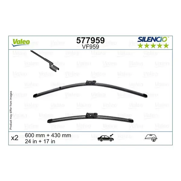 Valeo Silencio Flat Wiper Blade Set VF959