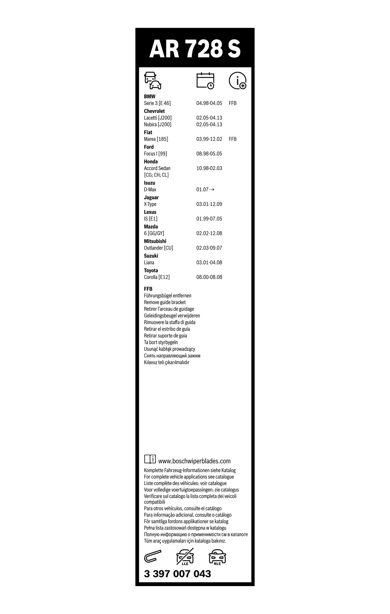 Bosch Aerotwin Retrofit Flat Wiper Blade Set AR728S