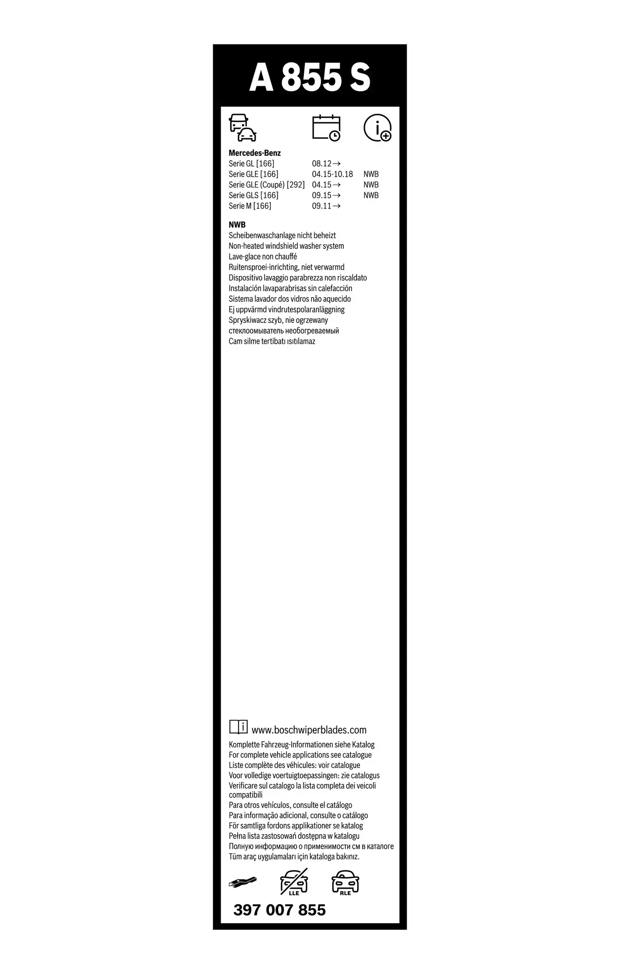 Bosch Aerotwin Flat Wiper Blade Set A855S