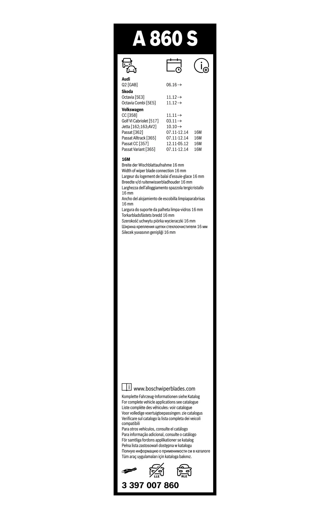 Bosch Aerotwin Flat Wiper Blade Set A860S