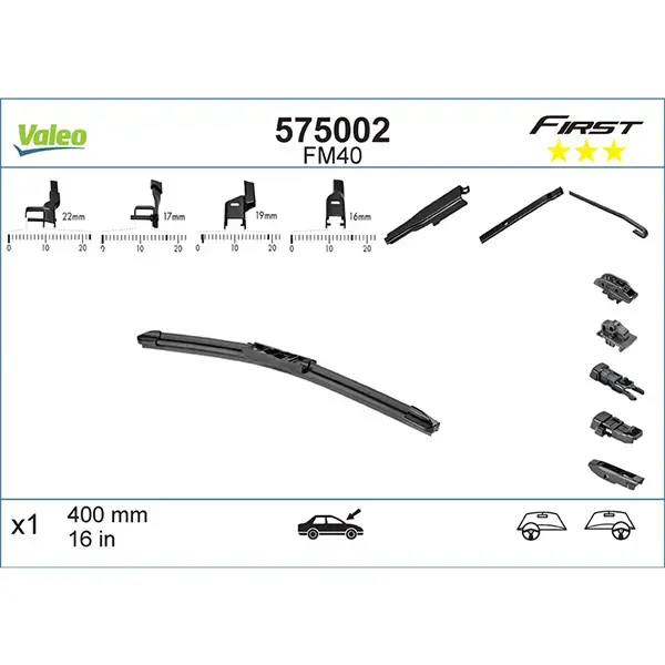 Valeo First Multi-Connect Wiper Blade FM40 16 Inch
