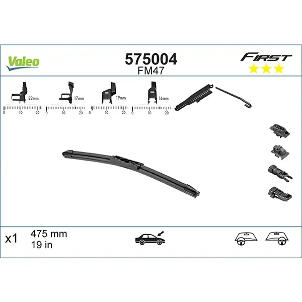 Valeo First Multi-Connect Wiper Blade FM47 19 Inch