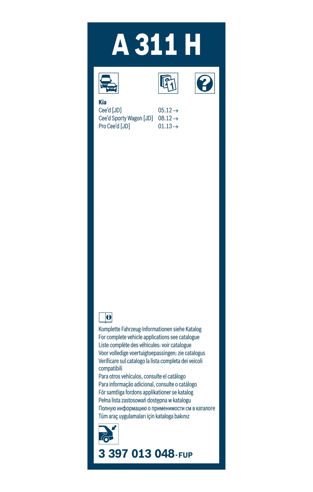Bosch AeroTwin Flat Wiper Blade Rear A311H