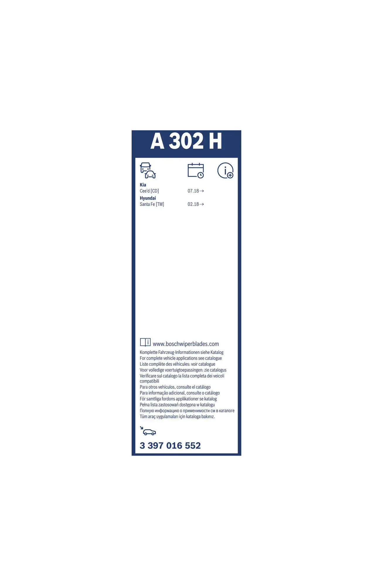 Bosch AeroTwin Flat Wiper Blade Rear A302H