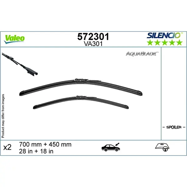 Valeo Silencio AquaBlade Flat Wiper Set VA301