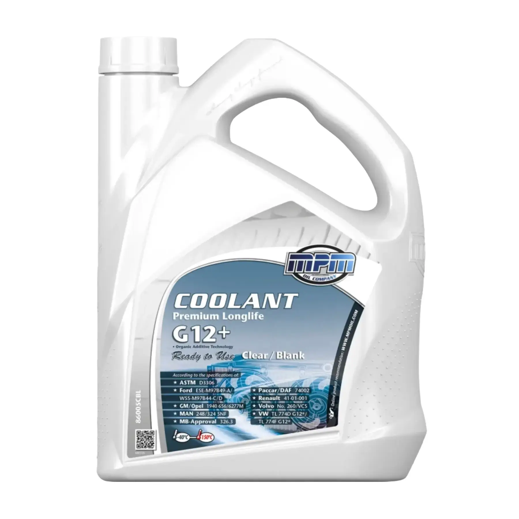 MPM Coolant Premium Longlife -40°C G12+ Ready to Use Clear / Blank 5L