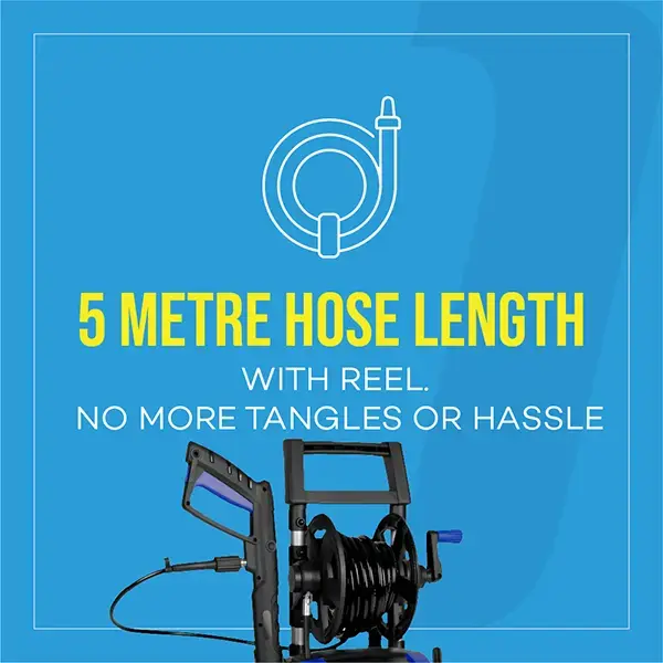 Top Tech 1800W Pressure Washer with Integrated Hose Reel 120 Bar