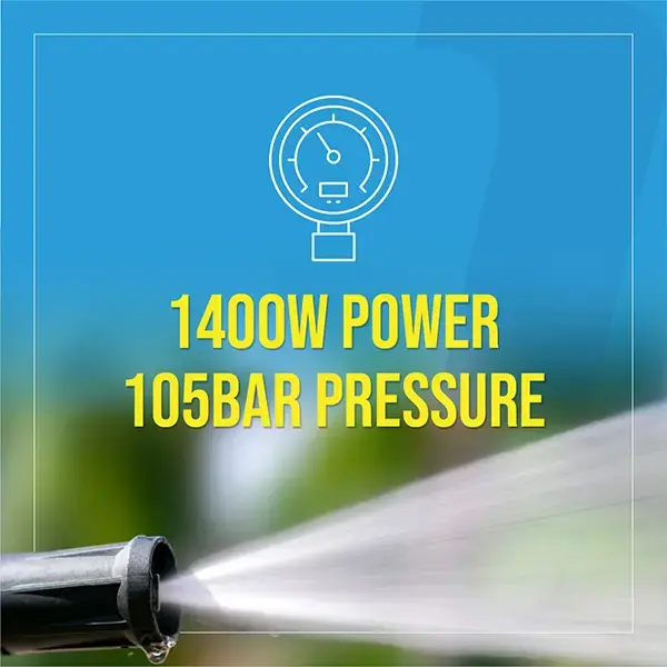Top Tech 1400W Pressure Washer with External Detergent Bottle