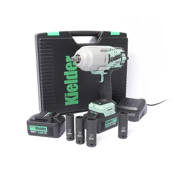 Kielder  TYPE18 18v 1/2" High Torque Impact Wrench (Kit) with 2 x 5.0Ah Batteries & 4pc Deep Impact Socket Set